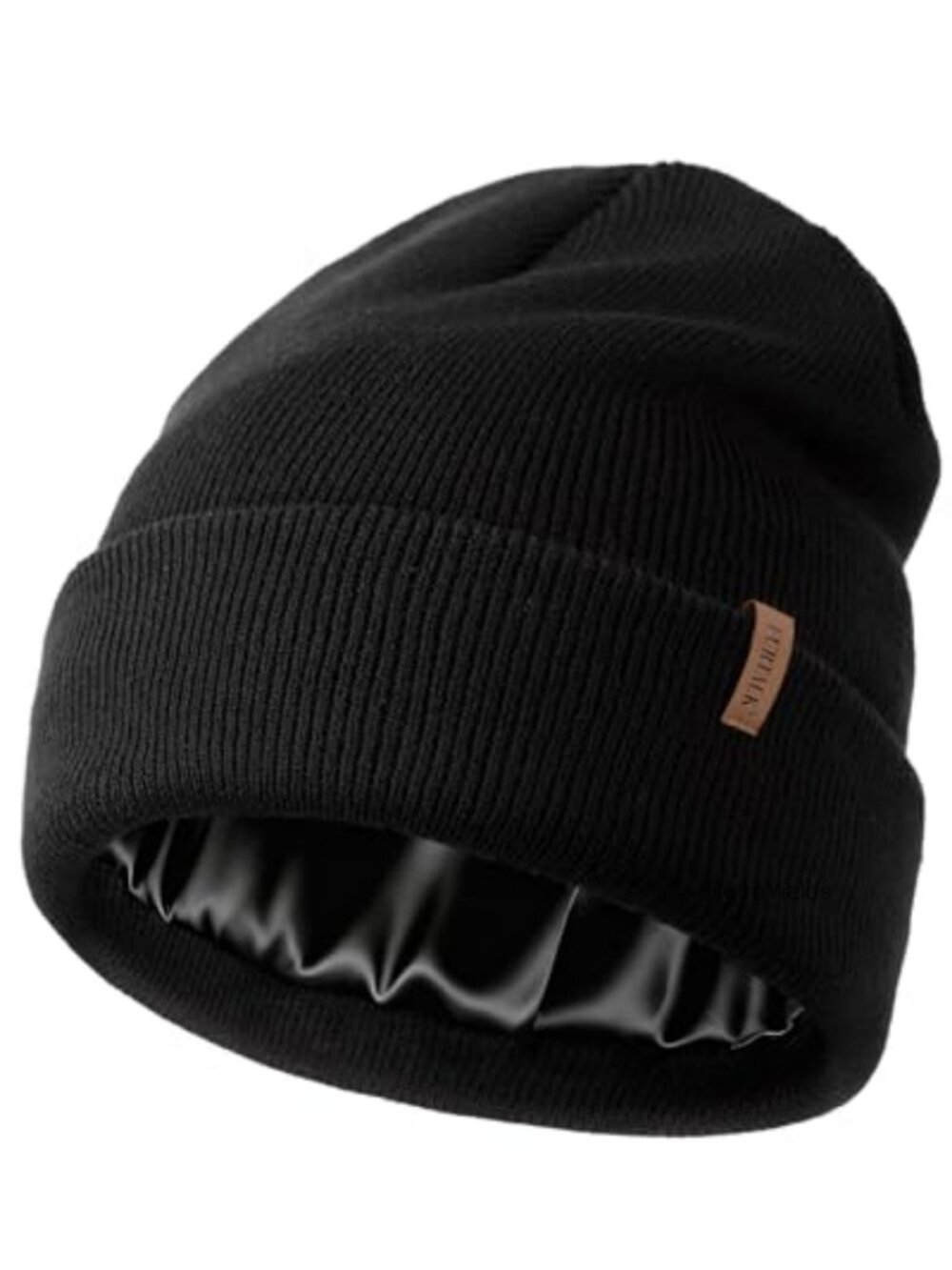 Satin Lined Knit Beanie Winter Hat Acrylic Stretchy Skull Cap